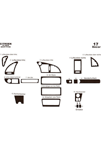 Marscockpitdesign سيتروين كسارا 1 كونسول-توربيد 1997-1999 17 قطعة