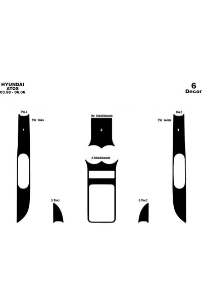 Marscockpitdesign هيونداي أتوس توربيد أمامي مطلي باللون الأسود اللامع 6 قطع 1...