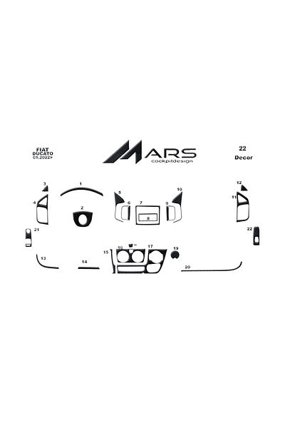 Marscockpitdesign Fiat Ducato Jumper Boxer Console-Torpedo Covering 2022- 22 Pieces