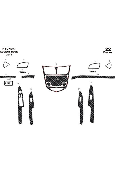Marscockpitdesign هيونداي أكسنت كونسول أزرق-توربيدو 201 22 قطعة