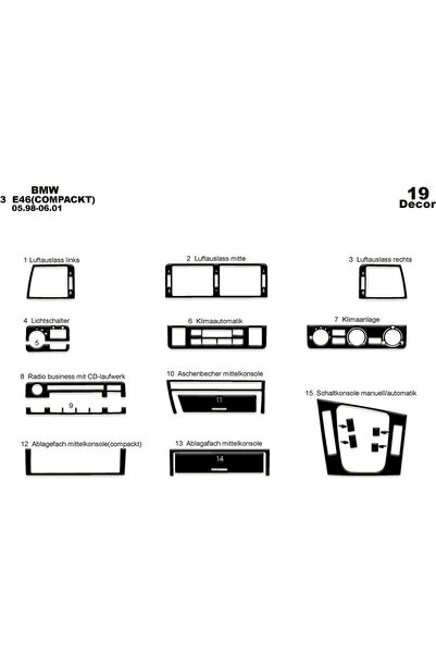 Marscockpitdesign Bmw 3 Series E46 COMPACKT متوافق مع وحدة التحكم-تغطية التور...