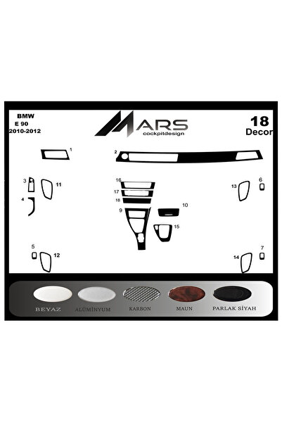 Marscockpitdesign Bmw 3 E90 كونسول متوافق مع توربيدو 2010-2012 18 قطعة