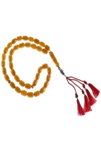 Eagal Amber-Colored Brown Cylindrical Rosary
