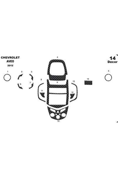 Marscockpitdesign شيفروليه أفيو بيانو بلاك كونسول-توربيدو 2012 14 قطعة