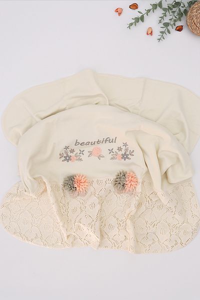Sitilin Baby Girl Double Layer Combed Cotton Lace Luxury Blanket Stl7073