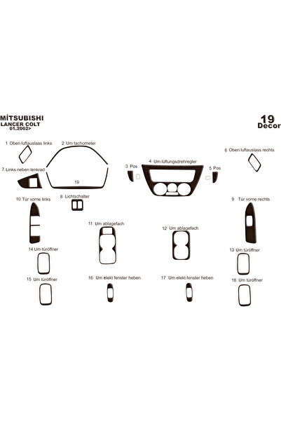 Marscockpitdesign ميتسوبيشي لانسر وحدة التحكم-توبيردو 2002-2009 19 قطعة