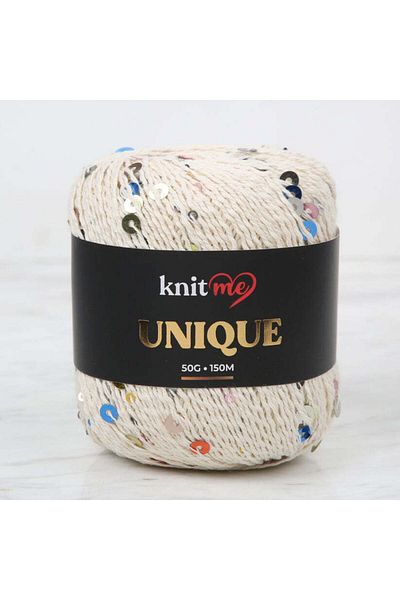 knitme Unique Cream Sequin Hand Knitting Yarn
