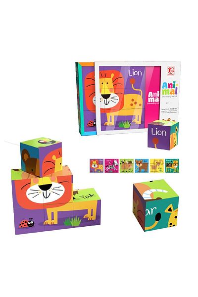 divendi-ro Educational Puzzle 6 in 1, Animals, with 9 pieces, 26x20x7cm, Multicolor