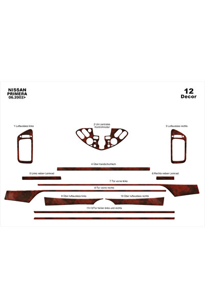 Marscockpitdesign نيسان بريميرا وحدة التحكم-توبوردو 2002-2006 12 قطعة