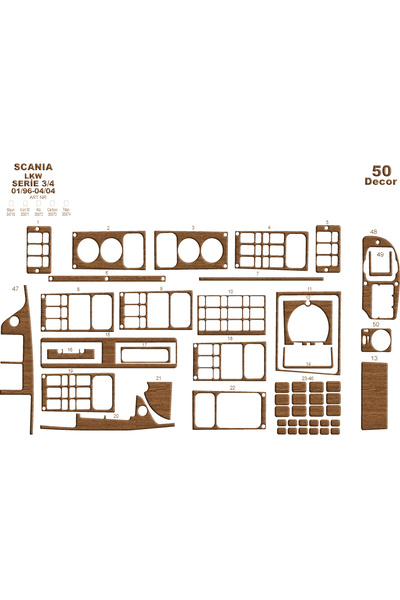 Marscockpitdesign Scania LKW 3/4 كونسول-توربيدو 1996-2004 50 قطعة كونسول-توربيدو