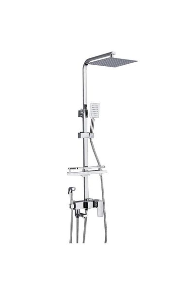 Rain Drop De la Robinetul Meu Shower column with shower or bathtub faucet and hand shower, 25 X 25, chrome