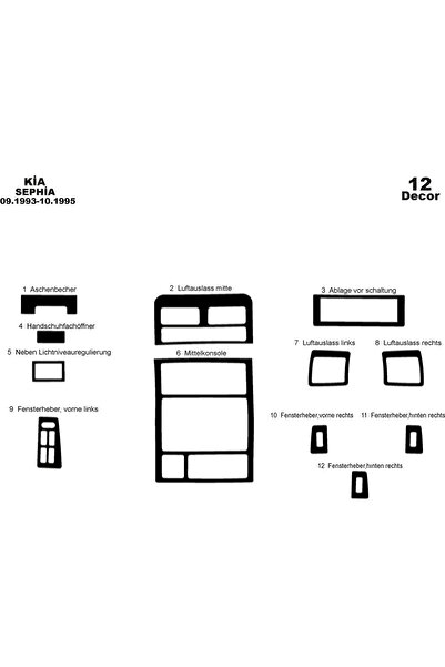 Marscockpitdesign كيا سيفيا وحدة التحكم-توبوردو 1993-1995 12 قطعة