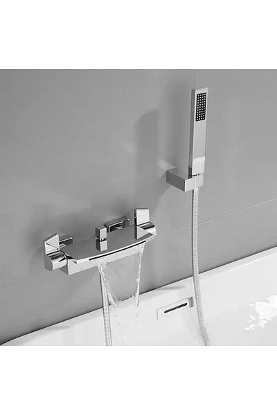 Rain Drop De la Robinetul Meu Bathtub Faucet with Waterfall and Hand Shower, Wall Mounted, Chrome