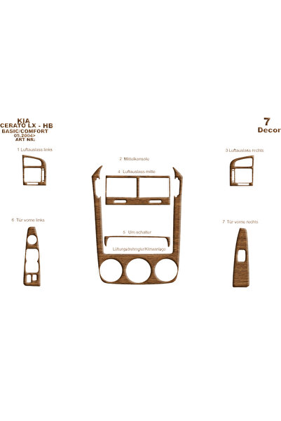 Marscockpitdesign كيا سيراتو LX HB وحدة التحكم-توبيردو 2004-2007 7 قطع
