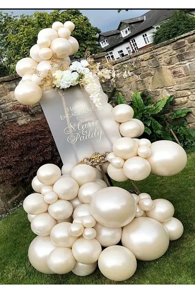 Çemrek Süs Parti Promise Engagement Birthday Balloon Set Aura Ivory White Balloon Chain Set of 70