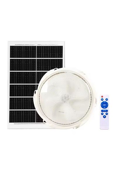 divendi-ro Round ceiling light with solar panel, Jortan, 100W, 6000K, indoor-outdoor, cool or combined light