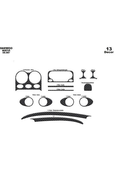 Marscockpitdesign دايو ماتيز كونسول-توربيد 2005 13 قطعة