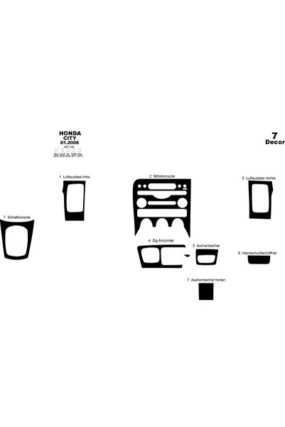 Marscockpitdesign هوندا سيتي كونسول-توربيدو 2006-2010 7 قطع