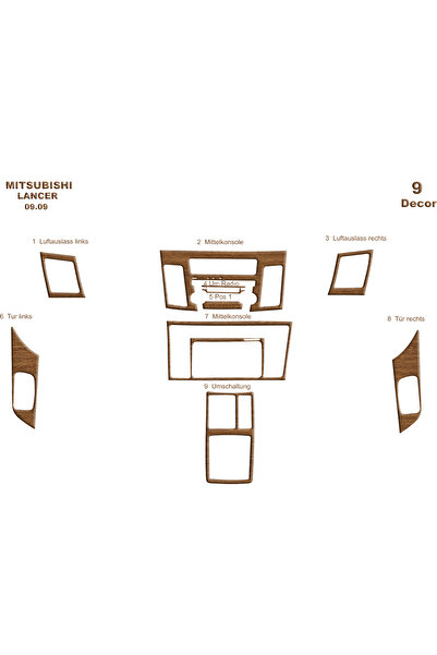 Marscockpitdesign ميتسوبيشي لانسر وحدة التحكم-تورد 2009 9 قطع