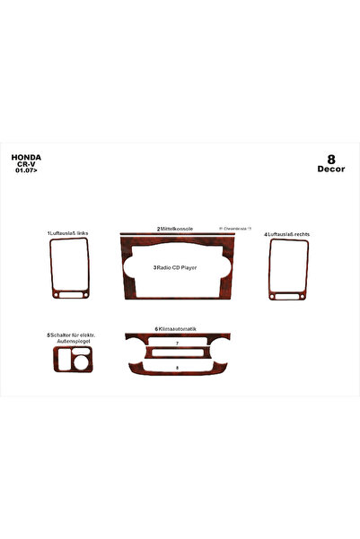 Marscockpitdesign هوندا CR-V 4X4 وحدة التحكم-تغليف التوربو 2007-2013 8 قطع