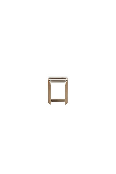 Bellona Zigon Montella Coffee Tables, set of 3 pieces, 46X46X60.3cm, Beige color, Gold finish