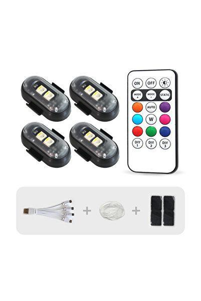 Choice1 4 قطع من مصابيح ستروب للسيارة، 8 ألوان، جهاز تحكم عن بعد، مصباح LED م...