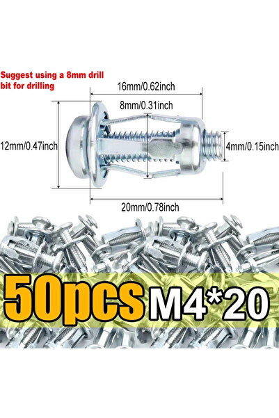 Choice 50 قطعة - M4 بتلة برغي جاك صواميل مسامير مرساة بتلة سدادات توسيع بتلة لتوسيع الستارة مشبك بتلة