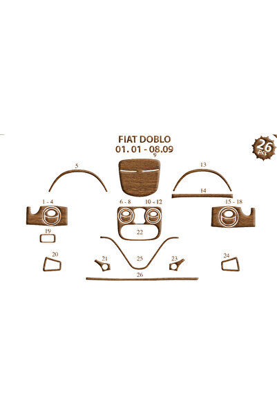 Marscockpitdesign فيات دوبلو وحدة التحكم-تورد 2001-2009 26 قطعة