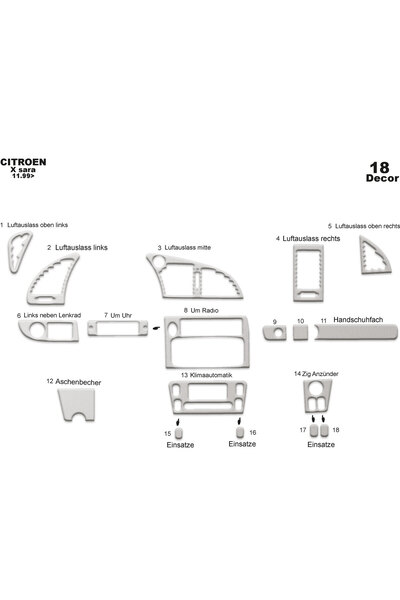 Marscockpitdesign سيتروين كسارا 2 كونسول-توربيد 1999 18 قطعة