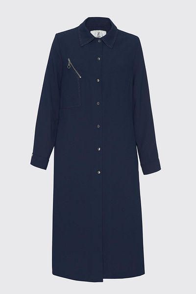 Zühre Shirt Collar Button Closure Navy Blue Wear Out Gc-0280