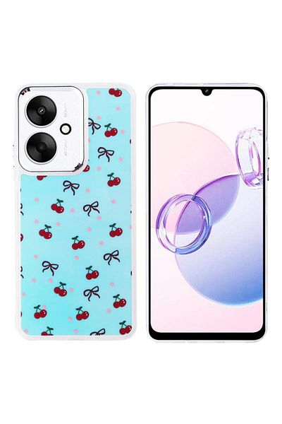 HTstore حافظة هاتف Poco C65 متوافقة مع Xiaomi مع تصميم وسادة هوائية Zore Hadra Cover-Cherry