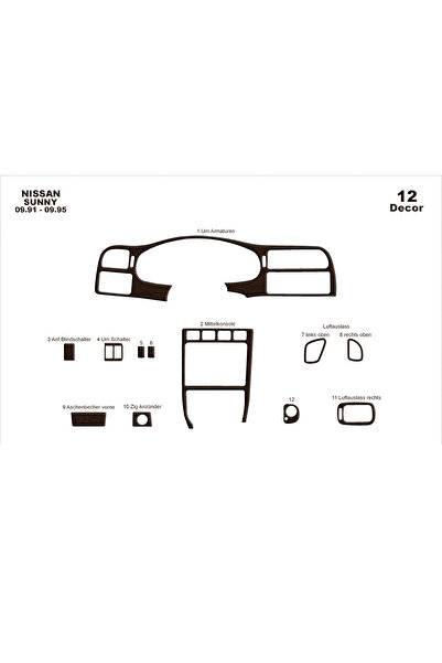 Marscockpitdesign نيسان صني كونسول-توربيدو 1991-1995 12 قطعة