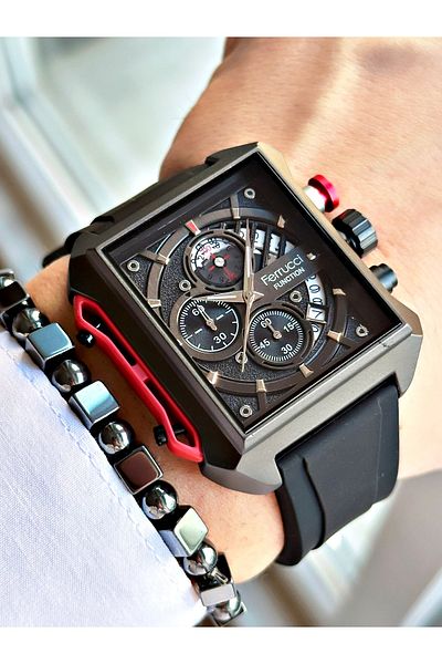 Ferrucci Original Design Watch with Functional Silicone Cord Men's Wristwatch Bracelet Gift