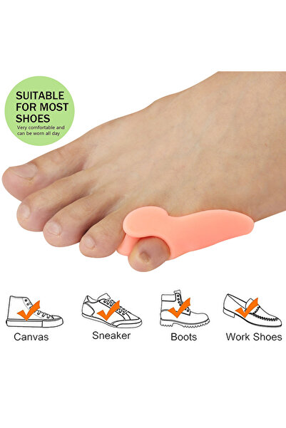 choice2 بيج - 4 قطع من Pexmen 2/4 قطع من جل بينكي بونيون مصحح فواصل أصابع الق...