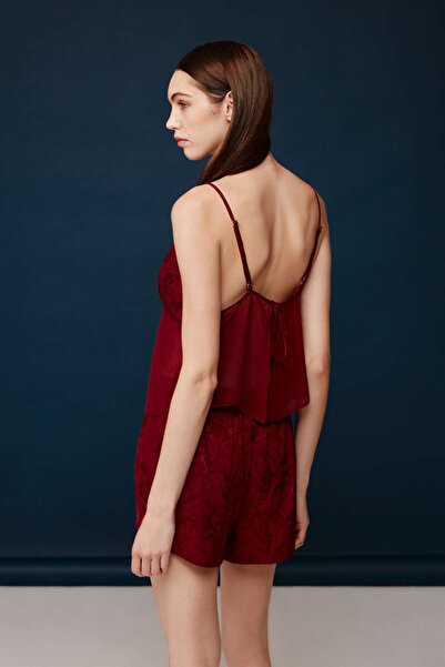 Bonnie Clyde Women's Romantic Strap-Shorts Set Boxed Elegant Burgundy Design 2-Piece - Burgundy - Ilc2.30J01T4Gdec-Bo