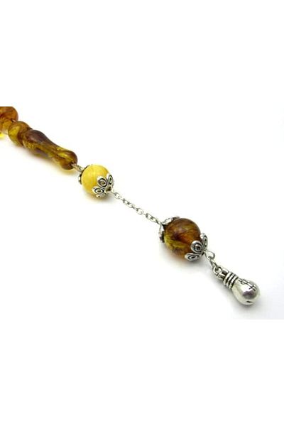 Eagal Circular Amber Rosary in White-Brown Color