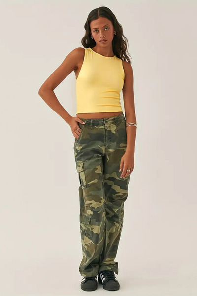 BLUE STREET Γυναικείο ανοιχτό κίτρινο εσώρουχο – Αμάνικο μπλουζάκι Basic Crop