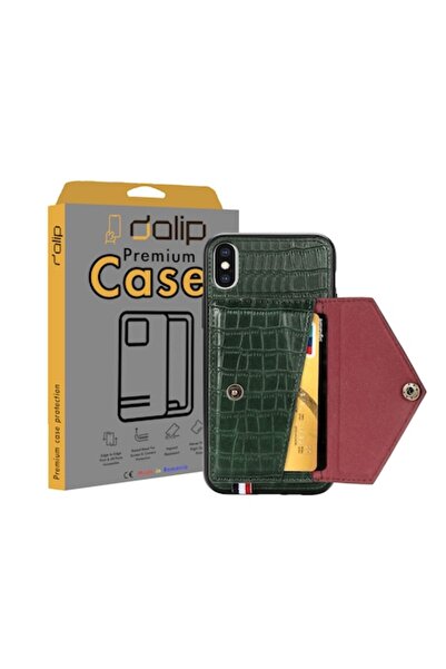 dalip Калъф за iPhone XS, Многофункционален, TPU+Кожа, Зелен