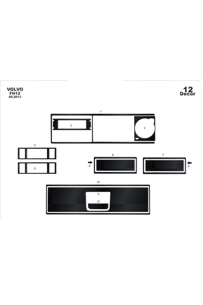 Marscockpitdesign فولفو 12 كونسول متوافق مع توربيدو 2013 - 12 قطعة