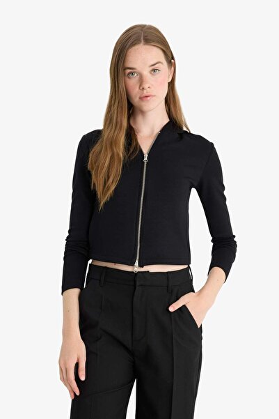 DeFacto Φούτερ με κουκούλα Modal με φερμουάρ Slim Fit F7651AX25AU