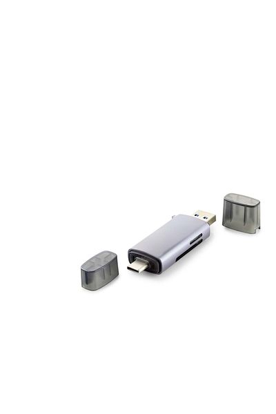 MBB ETİCARET قارئ بطاقات USB3.0 + Type-C الكل في واحد رمادي HDX7031