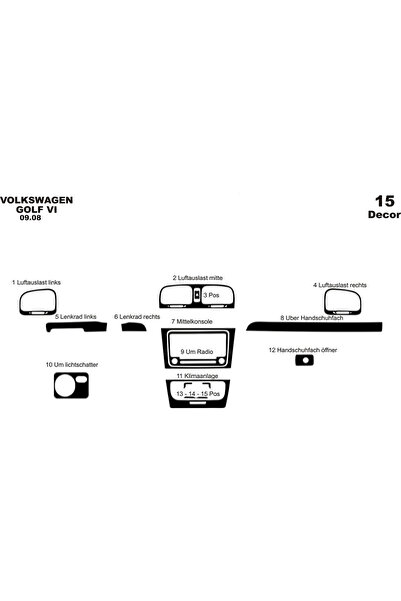 Marscockpitdesign فولكس واجن جولف 6 كونسول-تيربويد 2008 15 قطعة