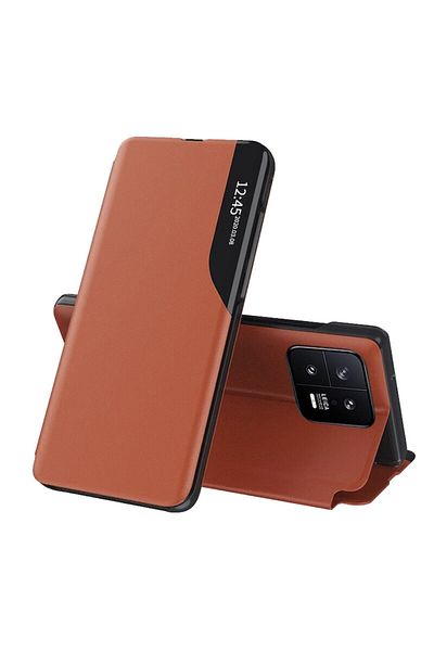 dalip Protective Flip Case Compatible with Samsung Galaxy S22 Ultra, eFold, Orange Faux Leather