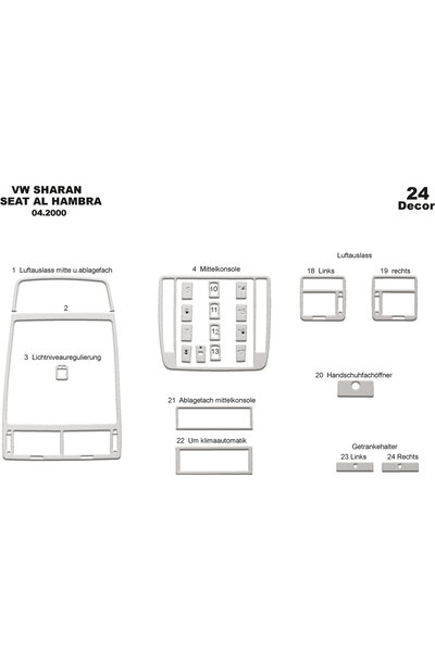Marscockpitdesign فولكس واجن شاران كونسول-توربيدو 2000-2009 24 قطعة