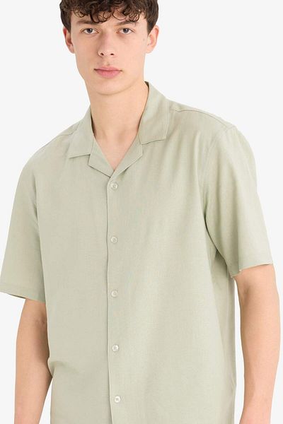 DeFacto Κοντομάνικο πουκάμισο Relax Fit Polo Neck D9882AX25AU