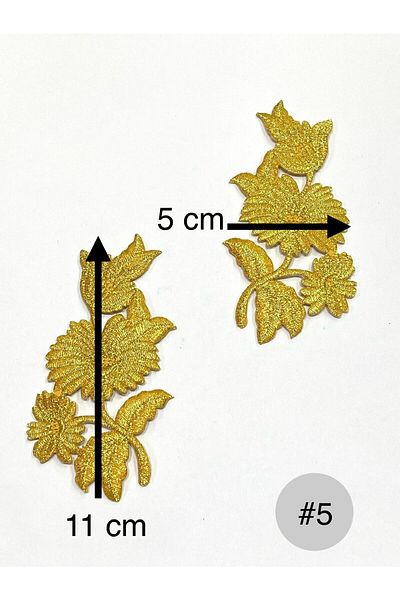 karantuhafiye Gold Glitter Iron-On Embroidery Applique/Glitter Applique Set of 2 # 5