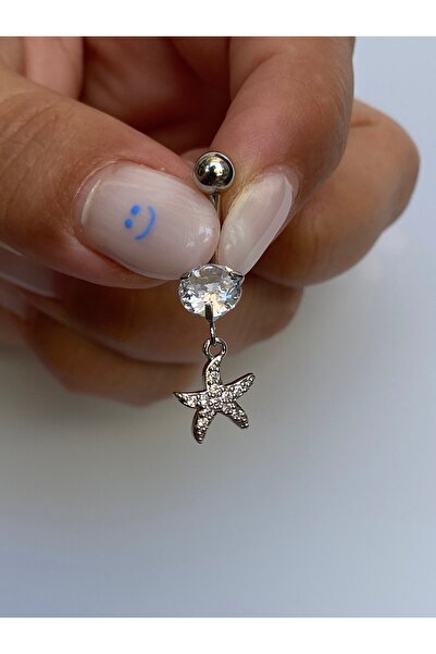 kurukafagift Göbek Çelik Piercing Taşlı Deniz Yıldızı Figürlü