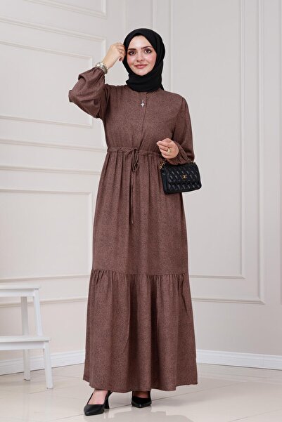 Sevitli Beli Tunnel Nur Dress-Brown