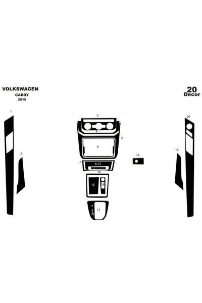 Marscockpitdesign فولكس واجن كادي كونسول-توربيدو 2015 20 قطعة