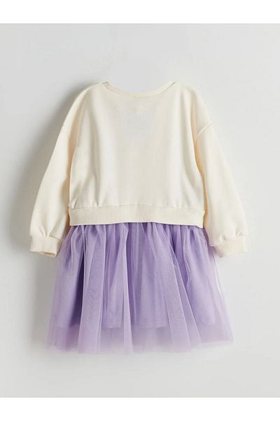 LC Waikiki Lcw Kids Ecru Tutu Printed Girl's Dress